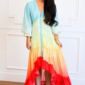 Rainbow Maxi Dress NWT
